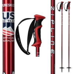 Zipline Blurr 16.0 Graphite Composite Ski Poles 48” Red NWT